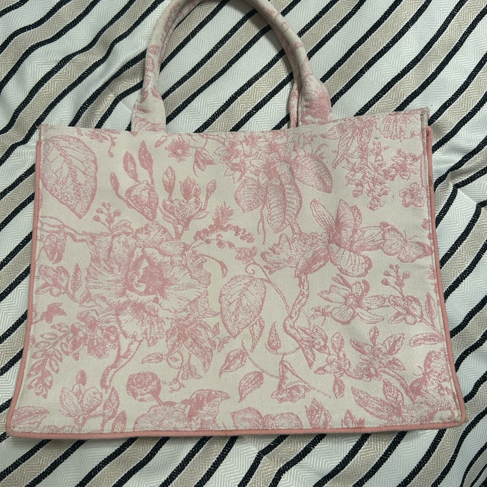 Elegant Pink Floral Tote Bag